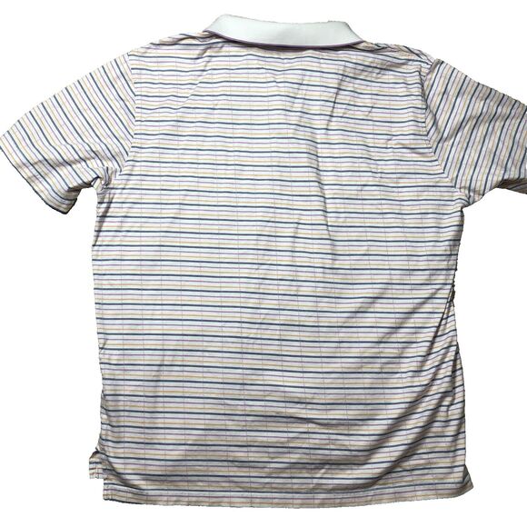 Carnoustie Polo Shirt Men XL Pink Blue Yellow Striped 70s look - Picture 2 of 9